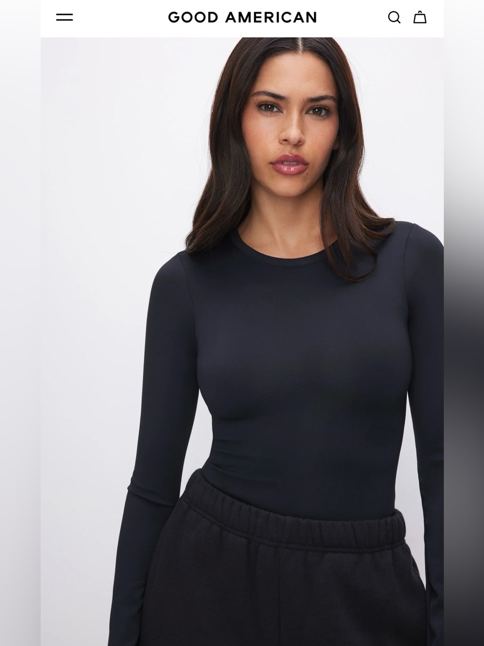 NWT Good American The Sculpting Modern Long Sleeve Bodysuit , Large
